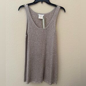 Matty M Taupe Sequin Knit Tank
